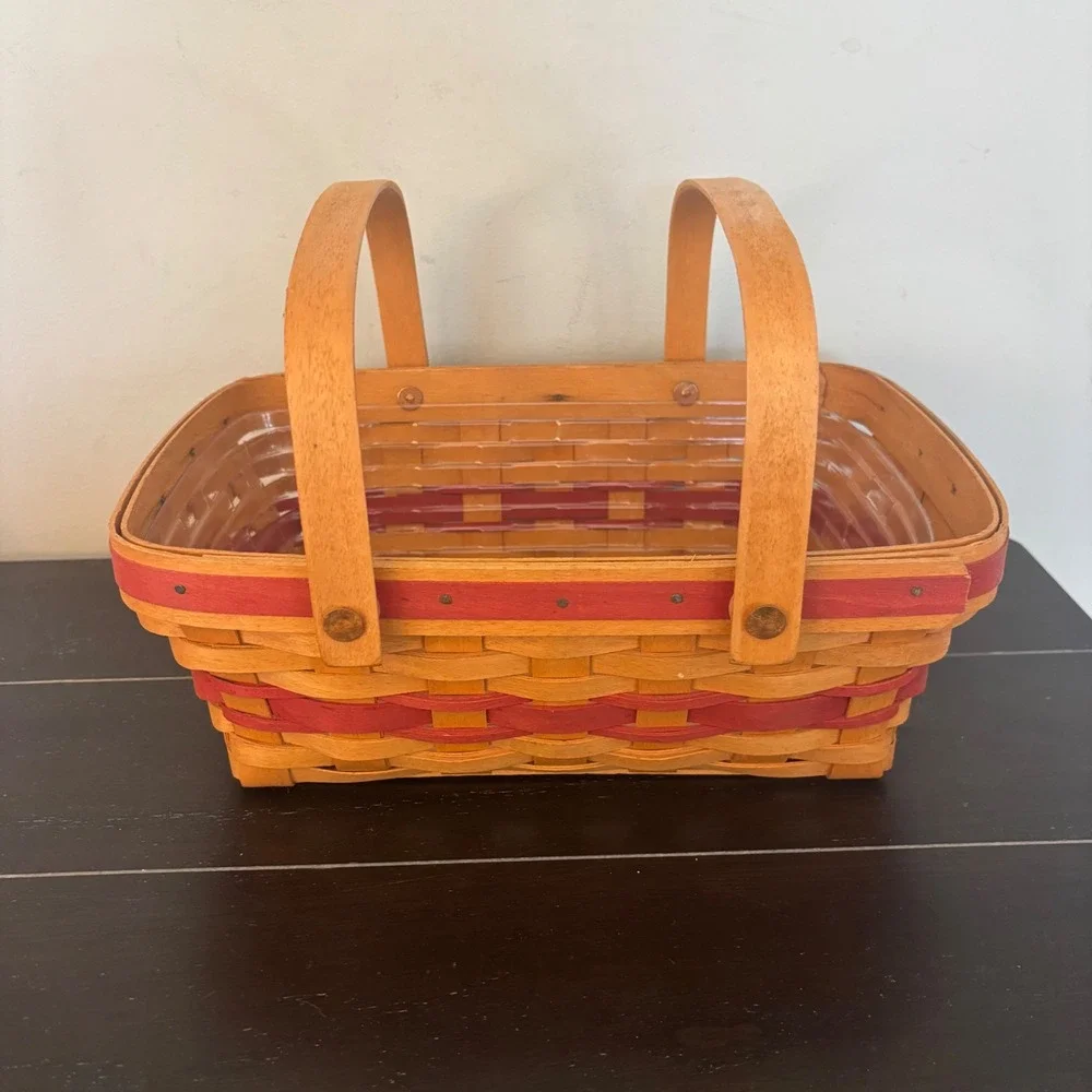 Longaberger 1996 Christmas Collection Holiday Cheer Basket w Liner | Red Trim‎